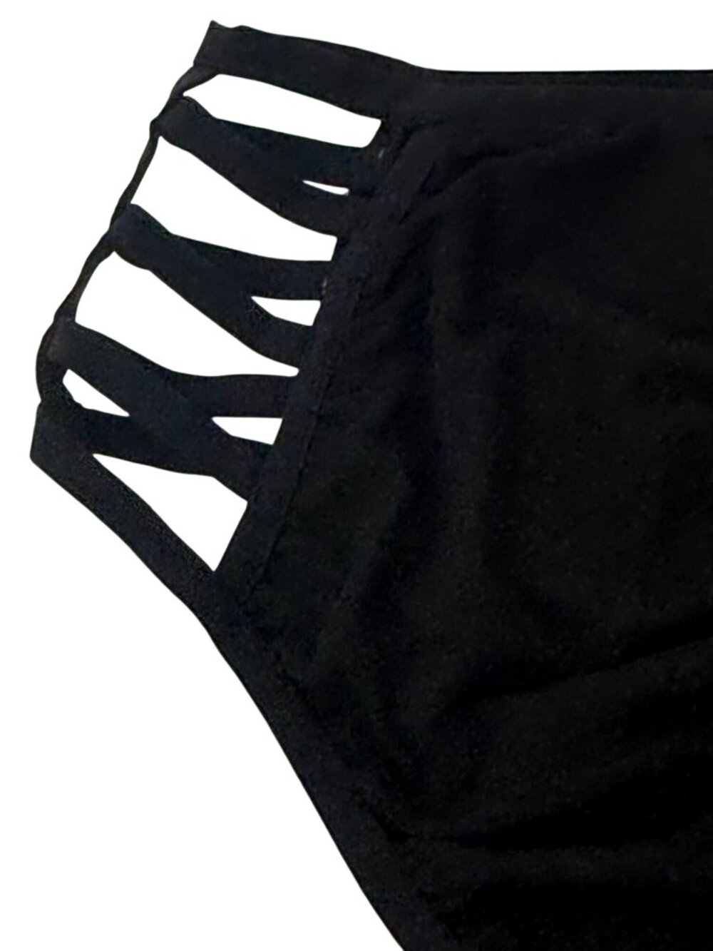 I Heart Raves 2 Piece Black Holographic Caged Halter Top & Bottoms Set| Festival - Picture 14 of 16